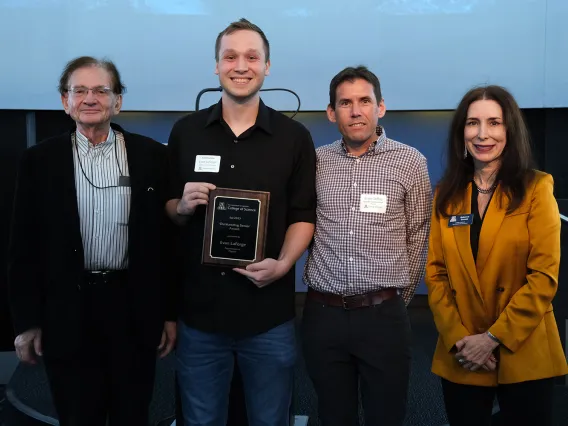 From left to right: Johann Rafelski, Evan LaForge, Brian LeRoy, Rebecca Gomez