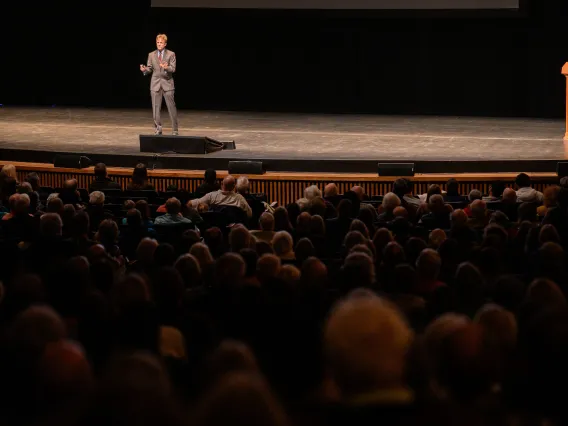 Sam Gralla speaking at the College of Science Lecture Series “Surprise Twists That Transformed Science”