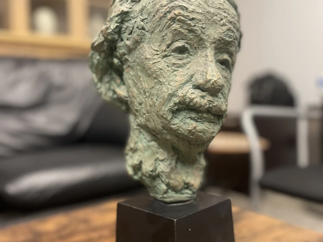 Bust of Einstein donated to the physics deparment on behalf of Bruce