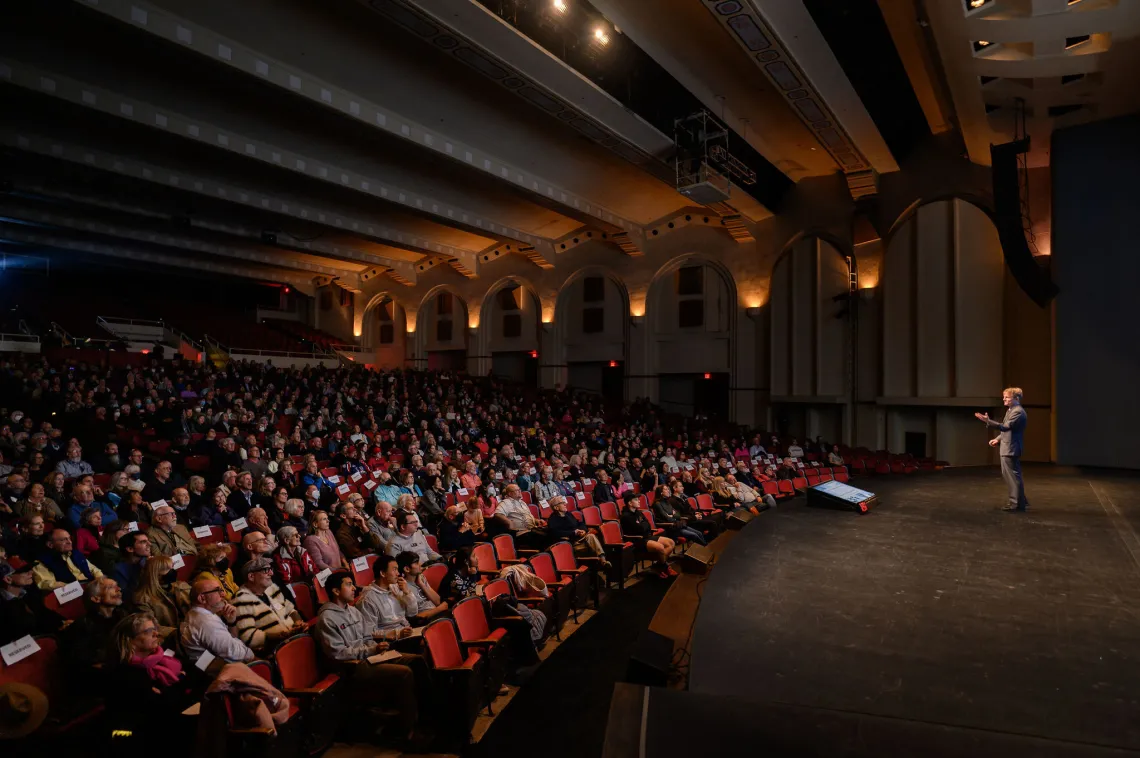 Sam Gralla speaking at the College of Science Lecture Series “Surprise Twists That Transformed Science”