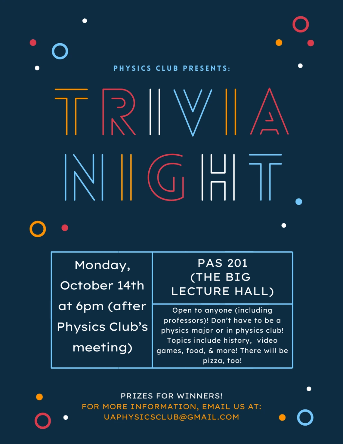Physics Club Trivia Night Flyer
