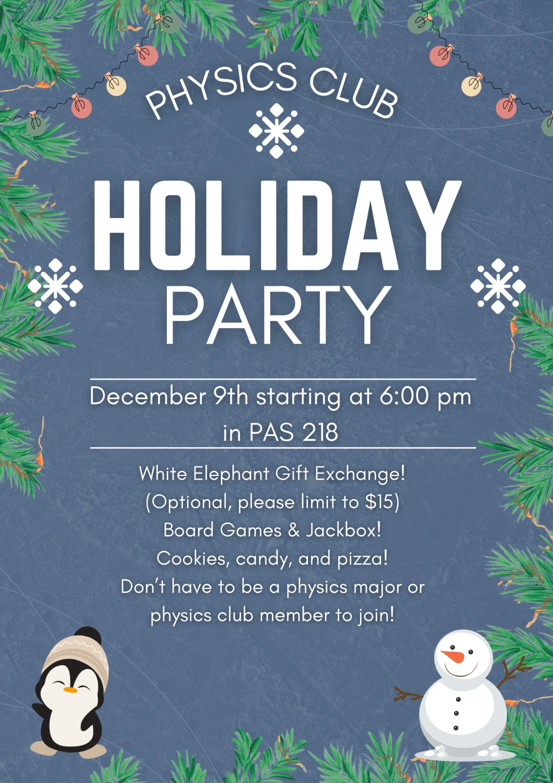 Physics Club Holiday Flyer 2024