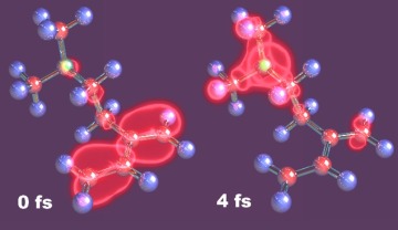 Ultrafast light-driven electron dynamics in a polyatomic molecule. Visit https://ngolubev.com/ to learn more.